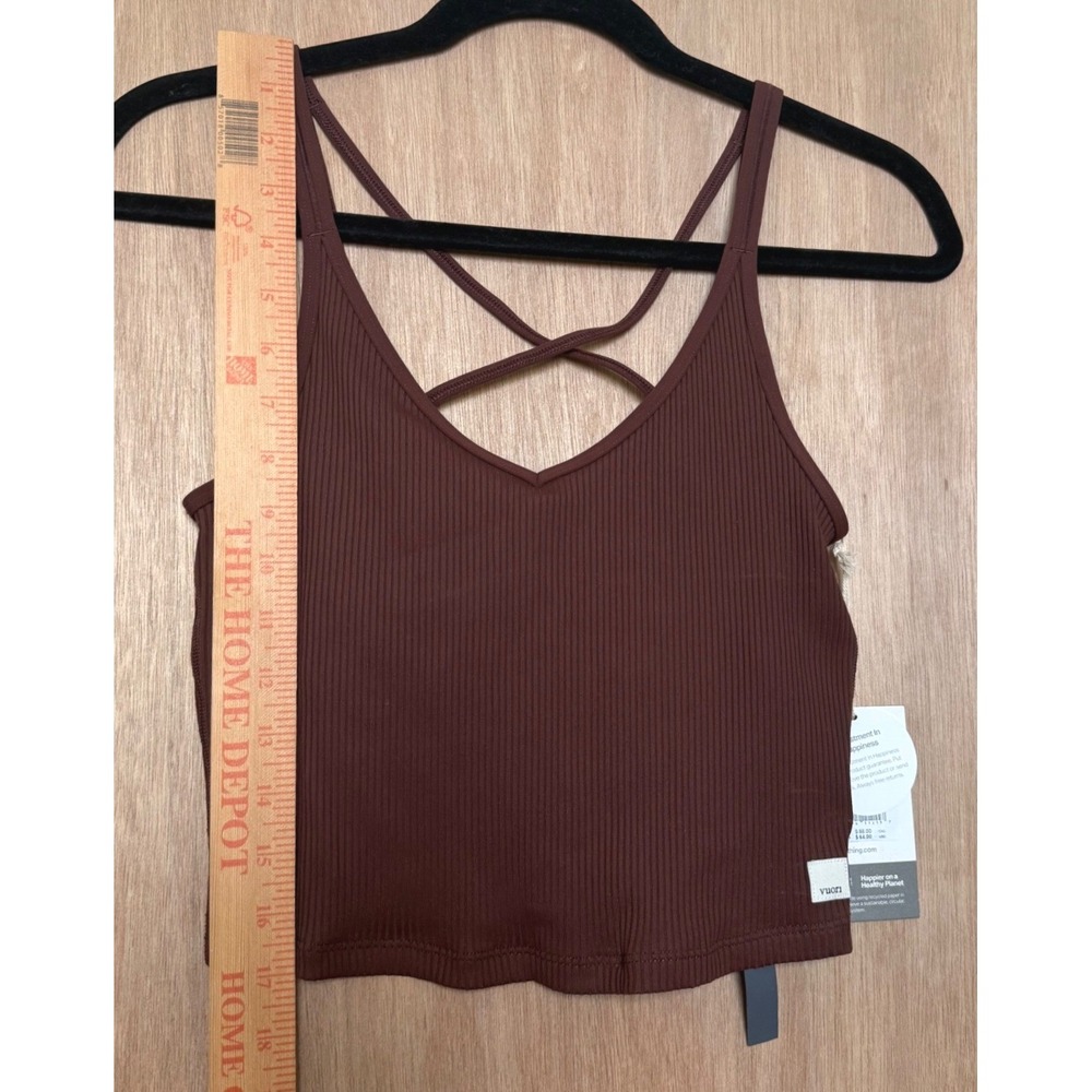 Vuori Rib Crop Tank Mulberry Brown Strappy Back Shelf Bra VW189 Womens M NWT - Picture 11 of 11